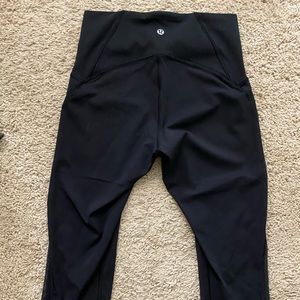 Lululemon black mesh crop leggings high rise 25”